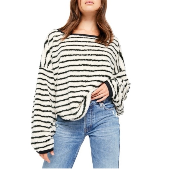 Free People Sweaters - Free People Breton Striped Pullover in Eggnog Combo Size Small